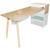 โต๊ะทำงาน มีชั้นวางของข้างโต๊ะ ขาไม้จริง ขนาด W156XD60XH87CM. รหัส 2938