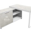 โต๊ะทำงานตัวแอล TOP ลายหิน + พร้อมตู้ต่อข้าง Minimal Design ขนาด W160 x L150 x H75 cm รหัส 3796