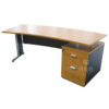 โต๊ะทำงาน ขาเหล็กปั๊มเงา + ตู้ลิ้นชัก แผ่นบังขาเหล็ก TOP โค้ง ขนาด W 200 x 85 x 75 CM รหัส 3778