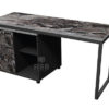 โต๊ะทำงาน ขาเหล็ก TOP ลายหินอ่อน พร้อมตู้ข้าง สามารถเลื่อนเก็บใต้โต๊ะได้ ขนาด W120 x D60 cm รหัส 3797