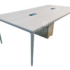 โต๊ะประชุม ขาเหล็ก Design work ที่ขอบมีเหล็กปิดโดยรอบ ขนาด W240 x D120 x  H75.5 CM มีกล่องไฟ รหัส 3828