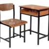ชุดโต๊ะนักเรียนมัธยม + เก้าอี้ โครงเหล็ก หน้าไม้ รหัส 3976